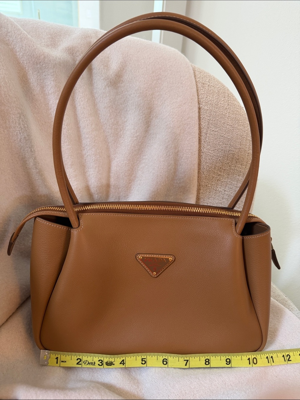 Classic Prada Tan Leather Shoulder Bag